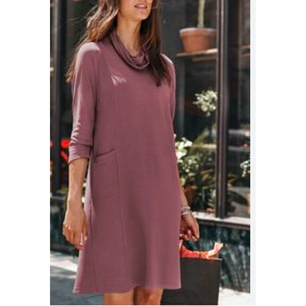 J.Jill Wearever - Smoky Plum soft cowl neck long sleeve dress XL Knee Length - Picture 2 of 10